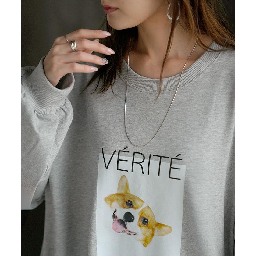 ワンピース コーギー プリント ワンピ レディース ロングワンピース カットソー ロングワンピ ロング Tシャツ ロゴ ロンT  Aライン マキシ マキシワンピース | HUG.U | 10