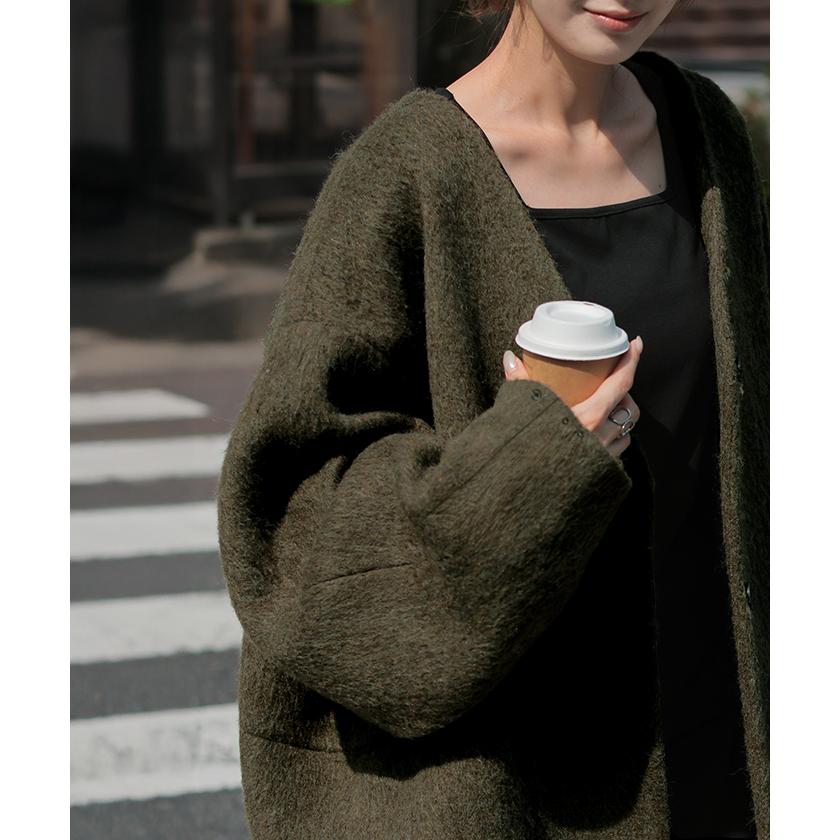 コート シャギー ドルマンスリーブ アウター レディース シャギーアウター Vネック ノーカラー ドルマン | HUG.U | 12