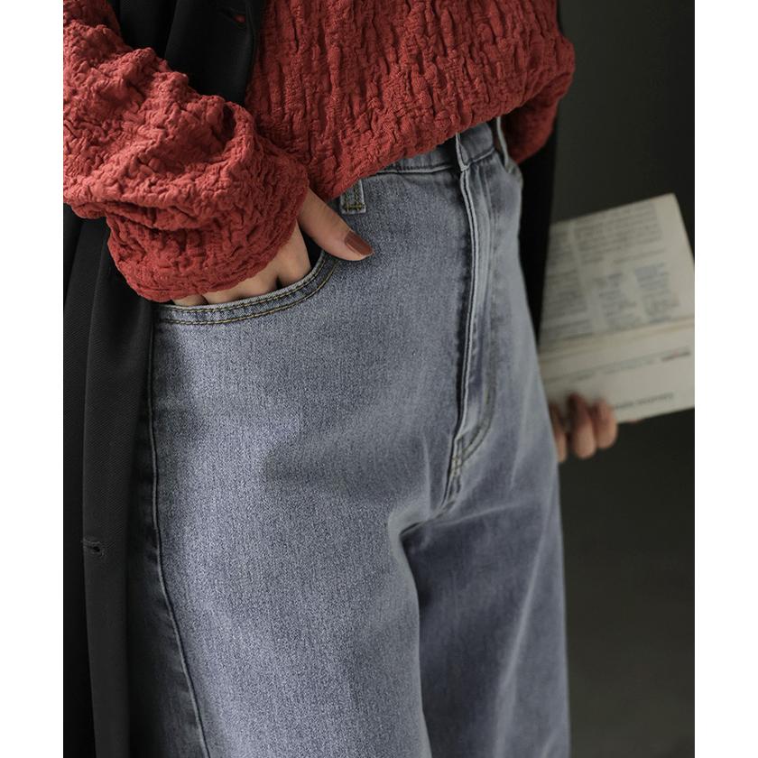 デニム パンツ 美脚 デニムパンツ レディース ワイドパンツ ワイド ジーンズ ジーパン 体型カバー ボトムス ボトム ストレート ズボン ゆったり | HUG.U | 18