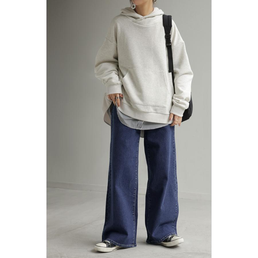 デニム パンツ 美脚 デニムパンツ レディース ワイドパンツ ワイド ジーンズ ジーパン 体型カバー ボトムス ボトム ストレート ズボン ゆったり | HUG.U | 21