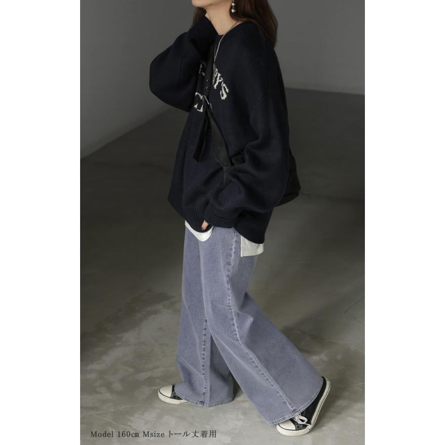 デニム パンツ 美脚 デニムパンツ レディース ワイドパンツ ワイド ジーンズ ジーパン 体型カバー ボトムス ボトム ストレート ズボン ゆったり | HUG.U | 05