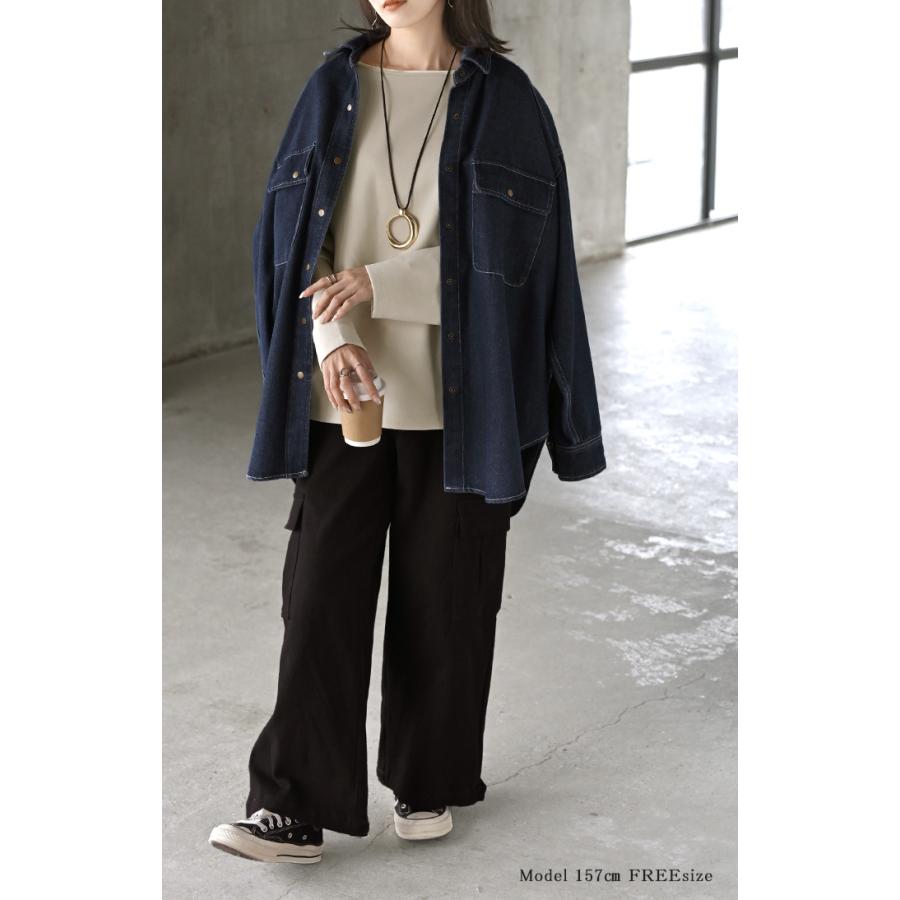 ロンT 選べる ネック ポンチ レディース トップス 長袖 Tシャツ カットソー ロング ティーシャツ シワになりにくい | HUG.U | 18