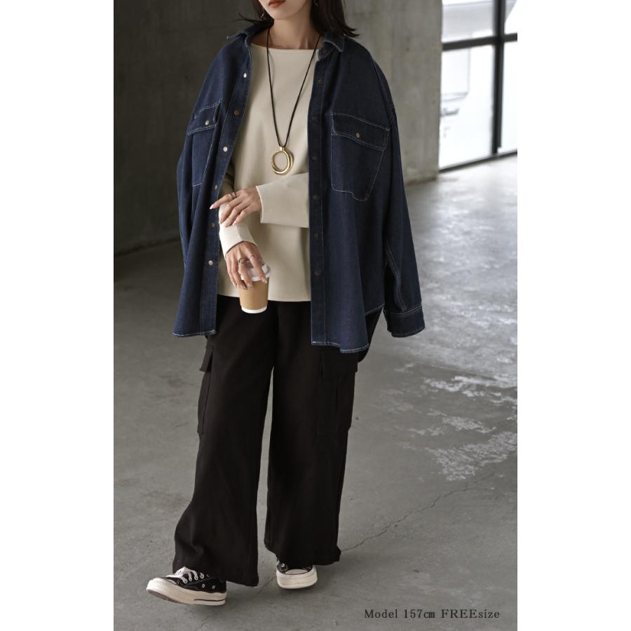 ロンT 選べる ネック ポンチ レディース トップス 長袖 Tシャツ カットソー ロング ティーシャツ シワになりにくい | HUG.U | 18