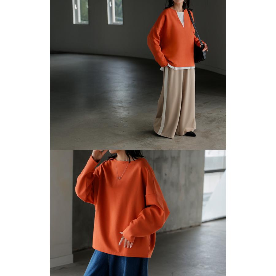 ロンT 選べる ネック ポンチ レディース トップス 長袖 Tシャツ カットソー ロング ティーシャツ シワになりにくい | HUG.U | 20