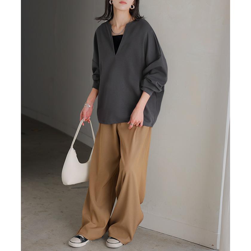 ロンT 選べる ネック ポンチ レディース トップス 長袖 Tシャツ カットソー ロング ティーシャツ シワになりにくい | HUG.U | 24