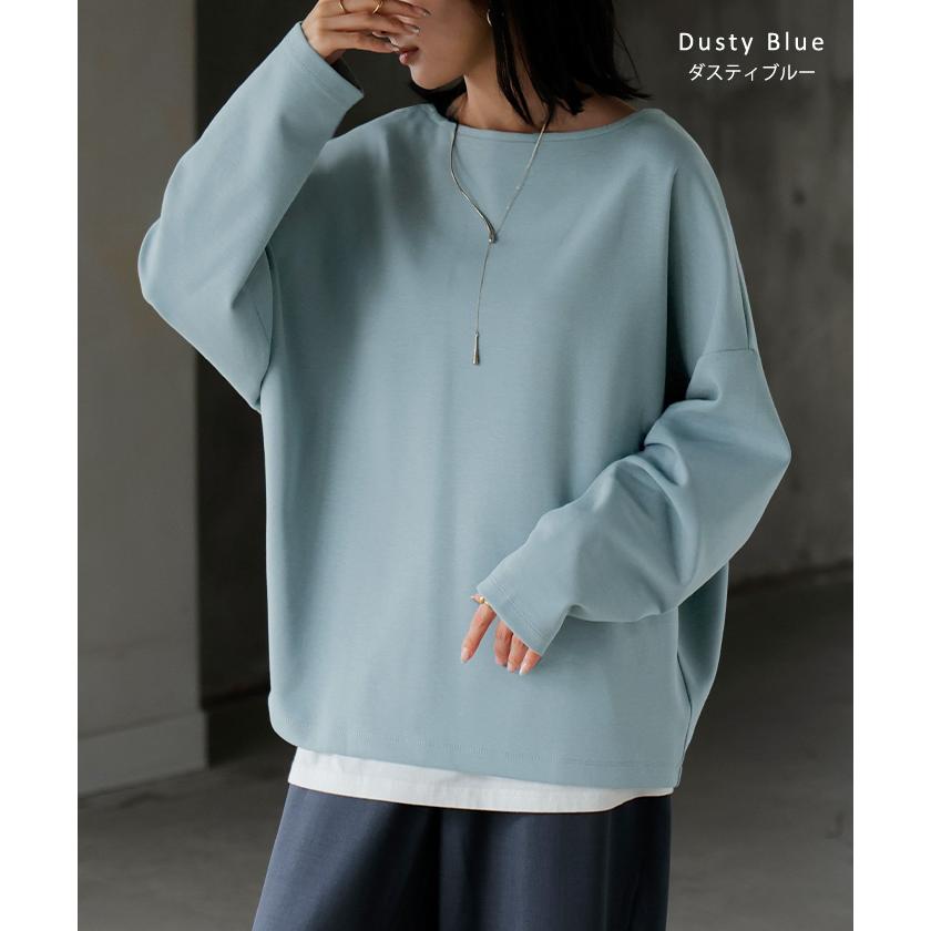 ロンT 選べる ネック ポンチ レディース トップス 長袖 Tシャツ カットソー ロング ティーシャツ シワになりにくい | HUG.U | 25
