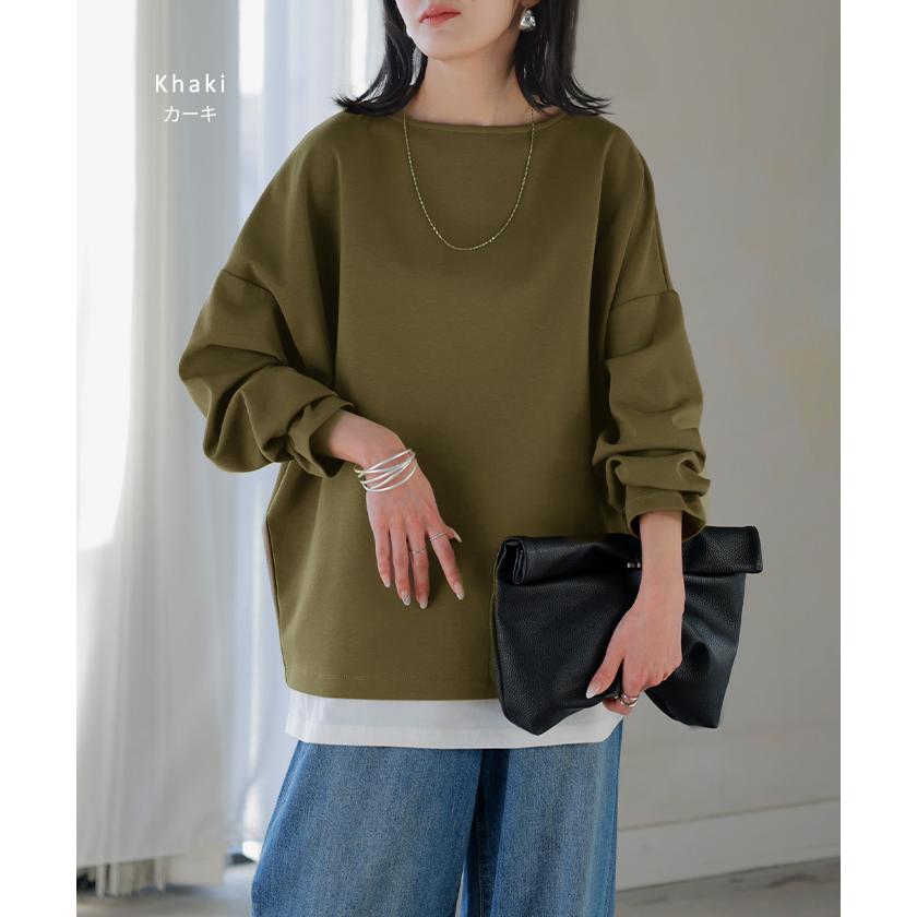 ロンT 選べる ネック ポンチ レディース トップス 長袖 Tシャツ カットソー ロング ティーシャツ シワになりにくい | HUG.U | 27