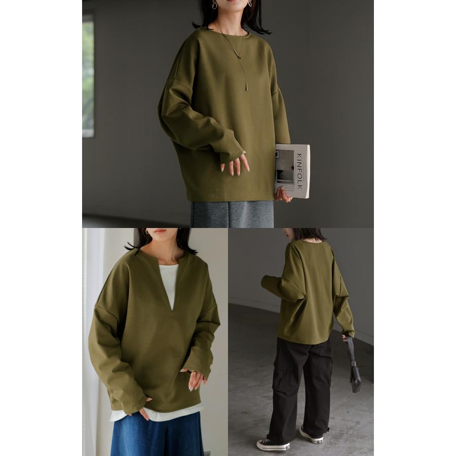 ロンT 選べる ネック ポンチ レディース トップス 長袖 Tシャツ カットソー ロング ティーシャツ シワになりにくい | HUG.U | 28