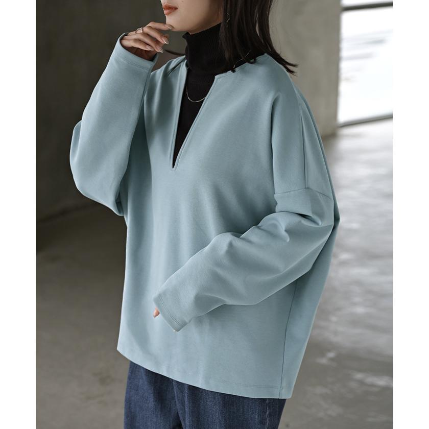 ロンT 選べる ネック ポンチ レディース トップス 長袖 Tシャツ カットソー ロング ティーシャツ シワになりにくい | HUG.U | 12