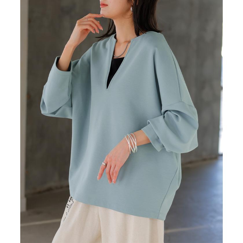 ロンT 選べる ネック ポンチ レディース トップス 長袖 Tシャツ カットソー ロング ティーシャツ シワになりにくい | HUG.U | 13