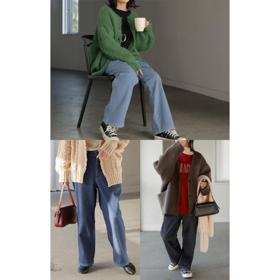 パンツ デニム 裏ボア " 選べる 2丈 " レディース ロング デニムパンツ ジーンズ ジーパン 裏起毛 体型カバー ボトムス ボトム ストレート ズボン ゆったり | HUG.U | 20