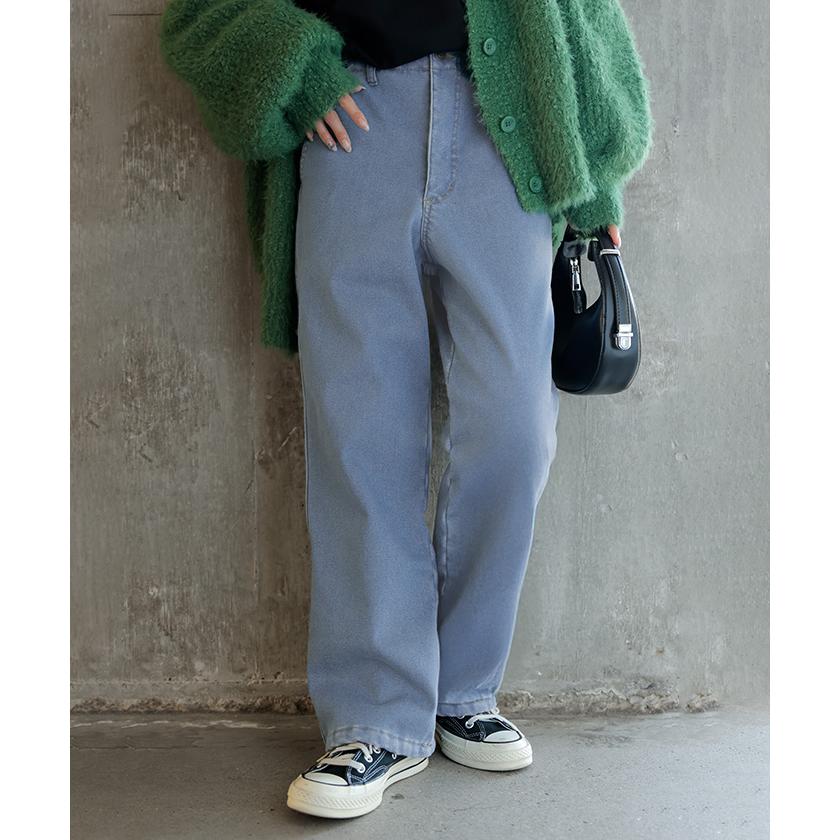 パンツ デニム 裏ボア " 選べる 2丈 " レディース ロング デニムパンツ ジーンズ ジーパン 裏起毛 体型カバー ボトムス ボトム ストレート ズボン ゆったり | HUG.U | 07