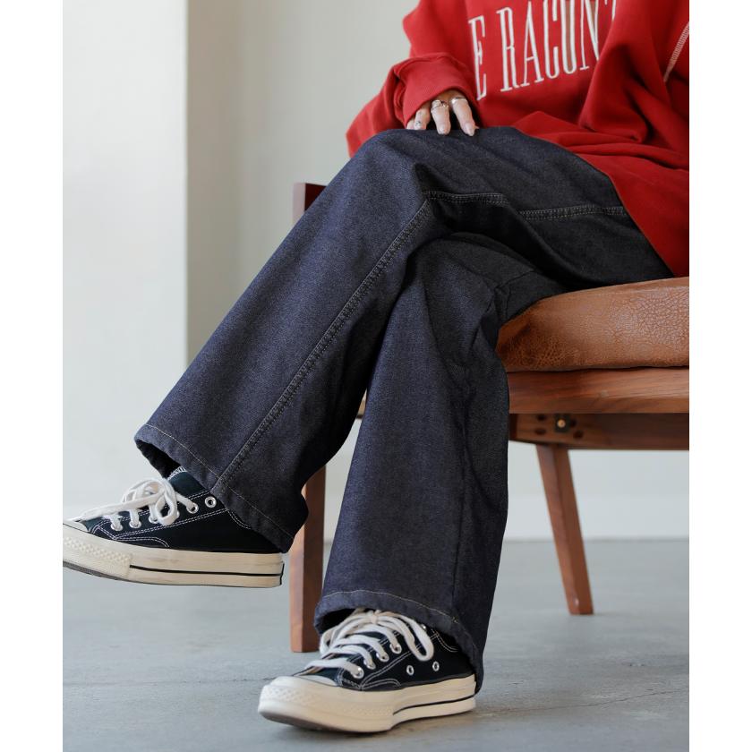 パンツ デニム 裏ボア " 選べる 2丈 " レディース ロング デニムパンツ ジーンズ ジーパン 裏起毛 体型カバー ボトムス ボトム ストレート ズボン ゆったり | HUG.U | 10