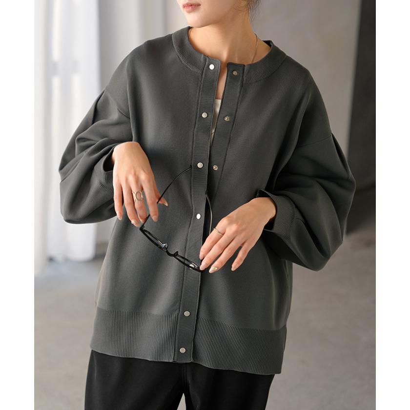 カーディガン スポンジニット 軽量 レディース ニット カーデ トップス セーター ロング ニットカーディガン 長袖 長い ボリュームスリーブ | HUG.U | 16