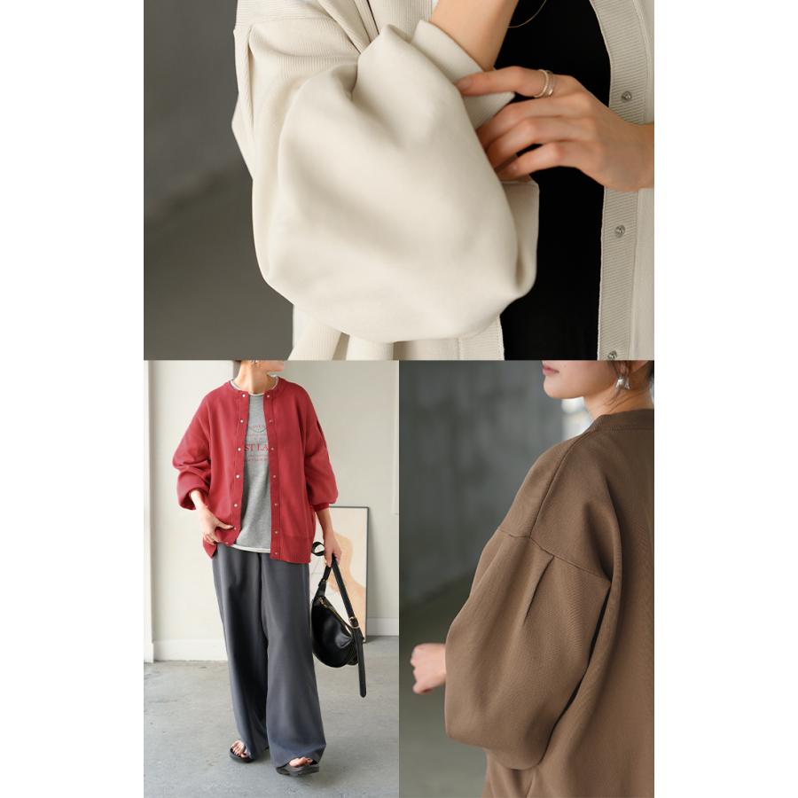 カーディガン スポンジニット 軽量 レディース ニット カーデ トップス セーター ロング ニットカーディガン 長袖 長い ボリュームスリーブ | HUG.U | 14