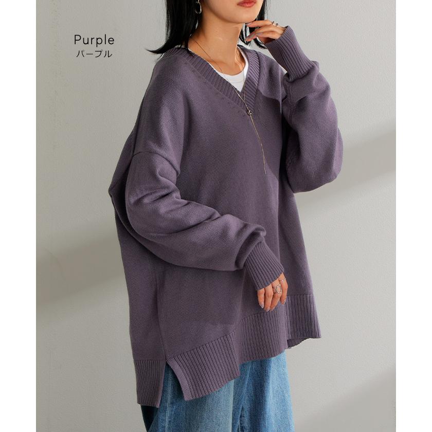 ニット ロング レディース トップス セーター ハイゲージ オーバー プルオーバー 長袖 ボリュームスリーブ | HUG.U | 17