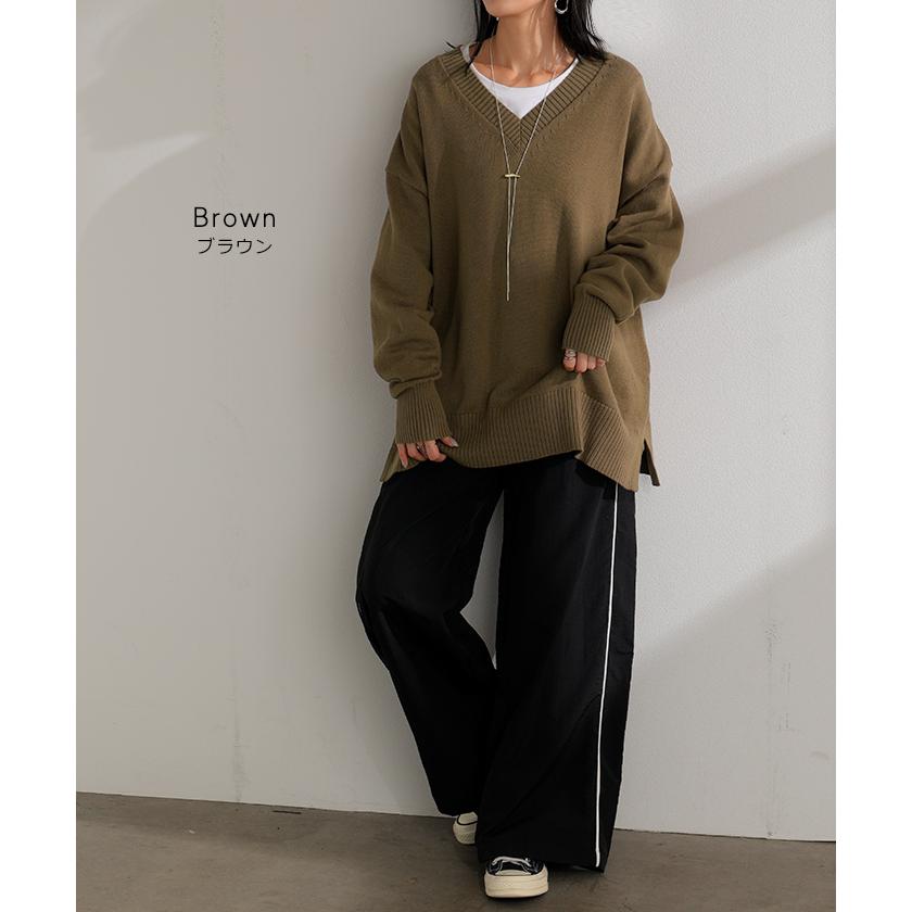 ニット ロング レディース トップス セーター ハイゲージ オーバー プルオーバー 長袖 ボリュームスリーブ | HUG.U | 20