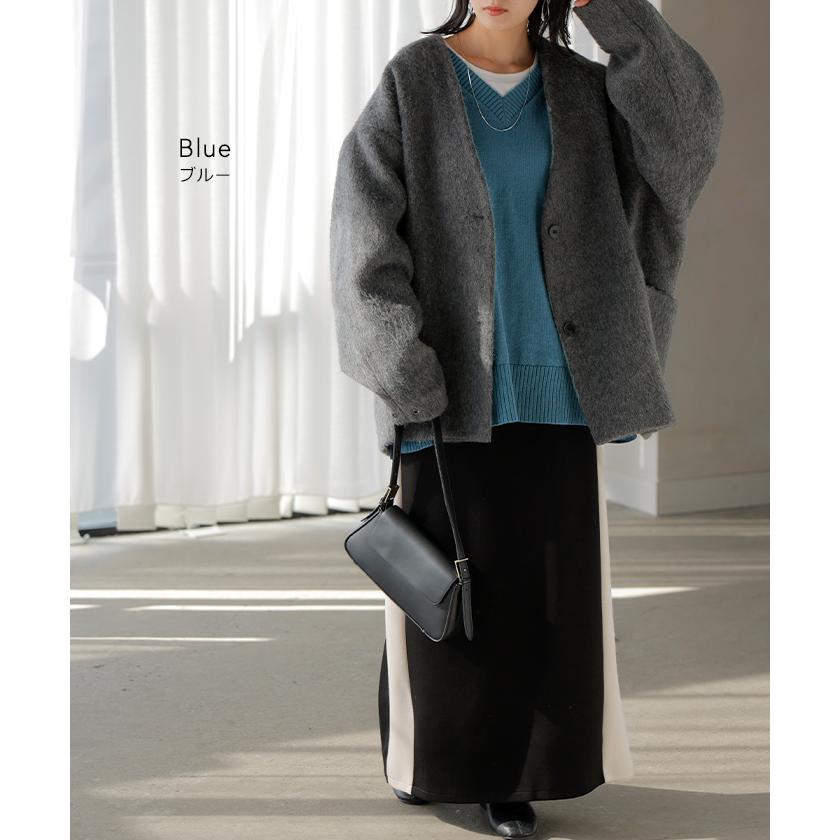 ニット ロング レディース トップス セーター ハイゲージ オーバー プルオーバー 長袖 ボリュームスリーブ | HUG.U | 22