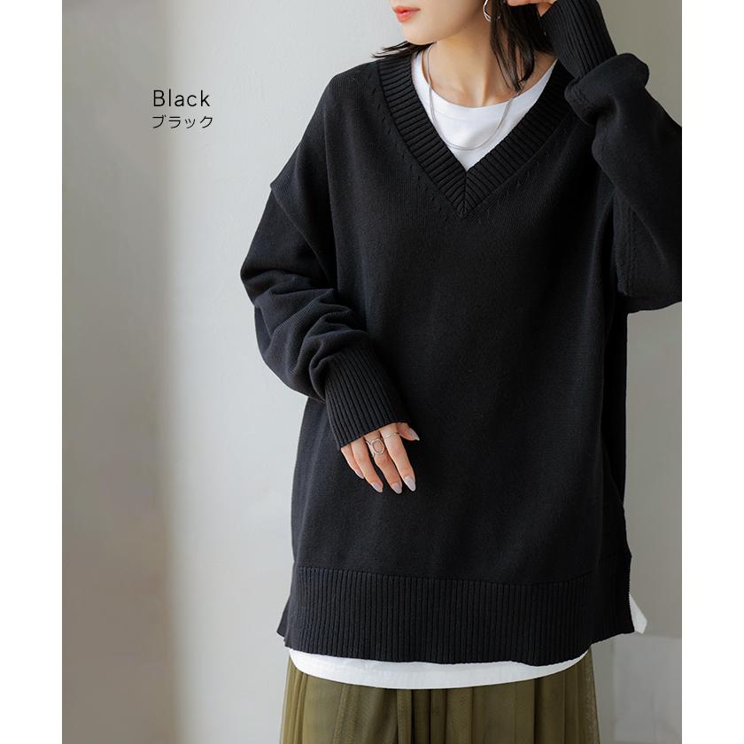 ニット ロング レディース トップス セーター ハイゲージ オーバー プルオーバー 長袖 ボリュームスリーブ | HUG.U | 26