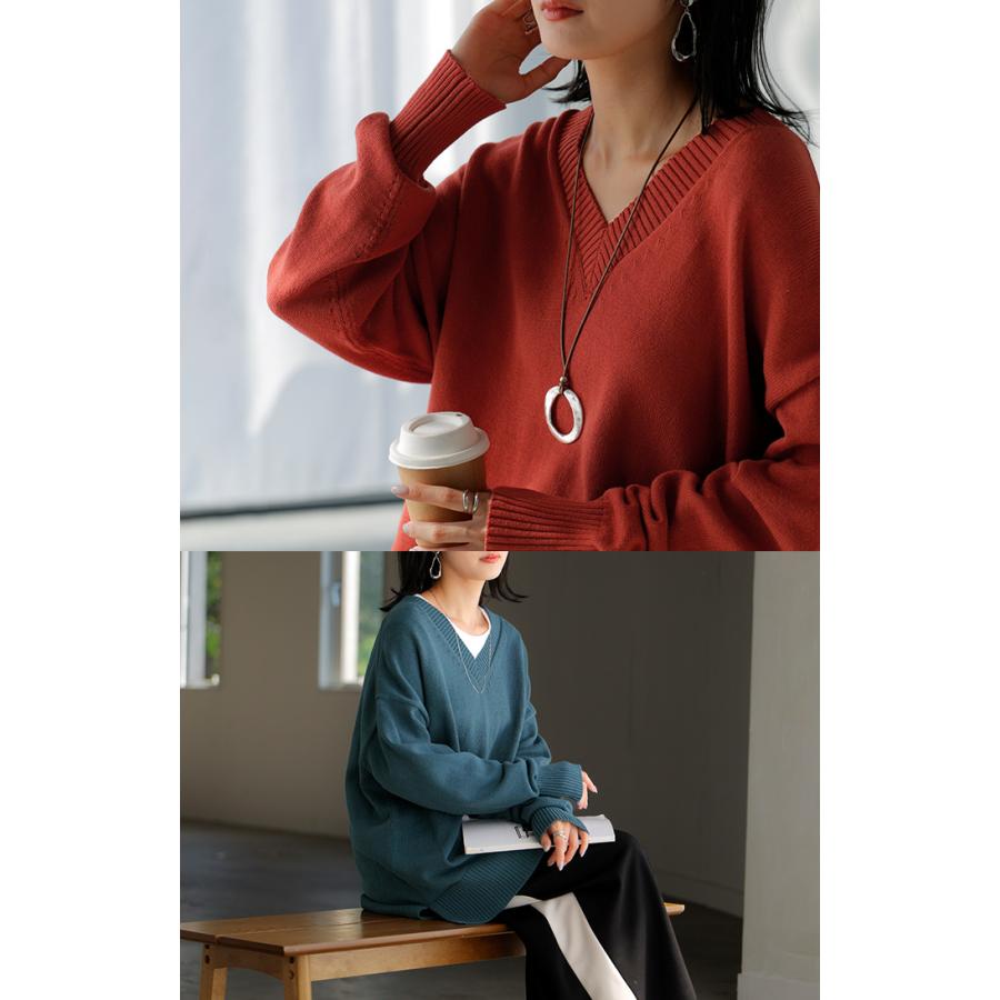 ニット ロング レディース トップス セーター ハイゲージ オーバー プルオーバー 長袖 ボリュームスリーブ | HUG.U | 11