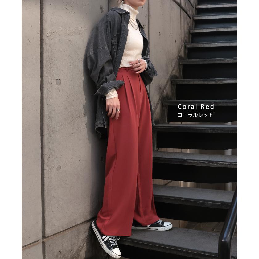 パンツ 選べる シルエット 丈 レディース カラーパンツ テーパードパンツ ワイドパンツ ロング 低身長 ボトム | HUG.U | 29