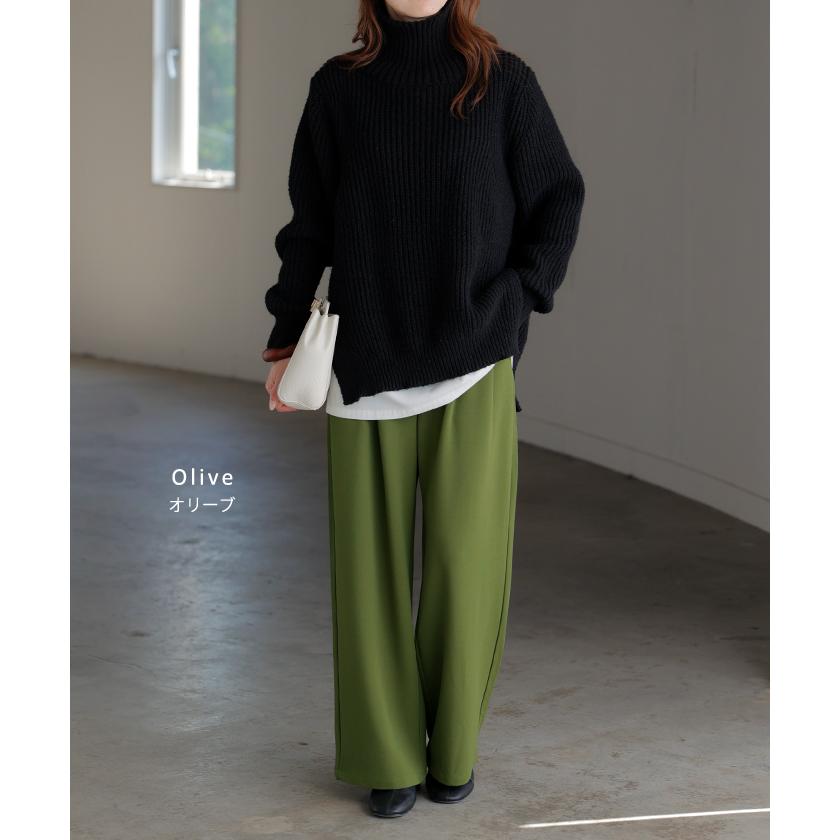 パンツ 選べる シルエット 丈 レディース カラーパンツ テーパードパンツ ワイドパンツ ロング 低身長 ボトム | HUG.U | 33