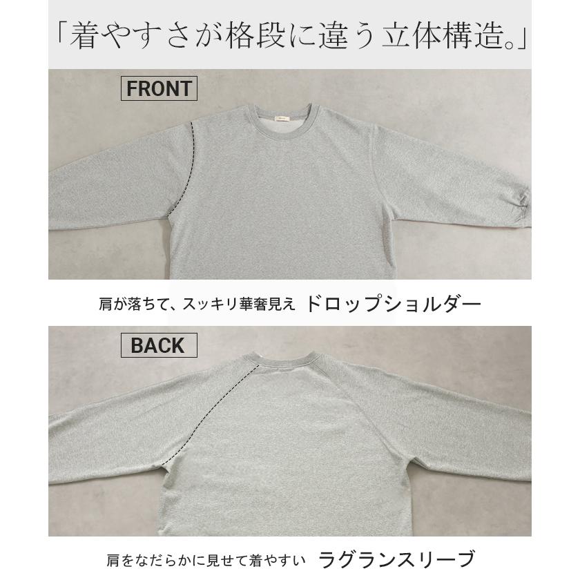 スウェット ファスナー スリット トップス ロング トレーナー プルオーバー ラグランスリーブ ドロップショルダー 切り替え 無地 長袖 長い リブ | HUG.U | 09