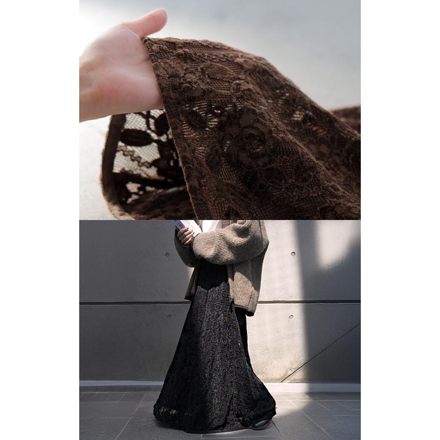 スカート ベロア レース 異素材 ロング ロングスカート レーススカート Aライン レディース ボトムス ボトム フレア フレアスカート マキシ マキシスカート | HUG.U | 20