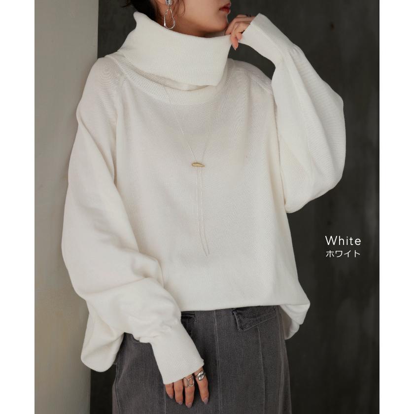 ニット ロング 綿100％ レディース トップス セーター オーバー プルオーバー タートルネック ハイネック 長袖 | HUG.U | 27