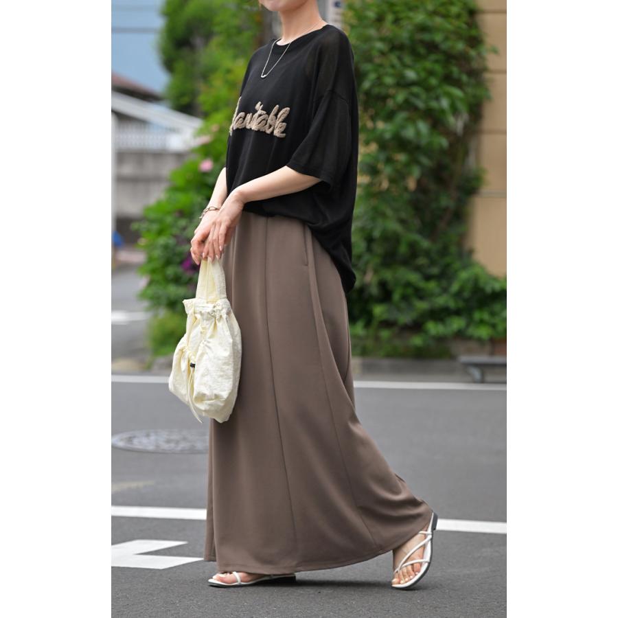 スカート ロング ストレッチ Aライン レディース ロングスカート ボトムス ボトム シワになりにくい セミ フレア フレアスカート ウエスト ゴム マキシ | HUG.U | 10