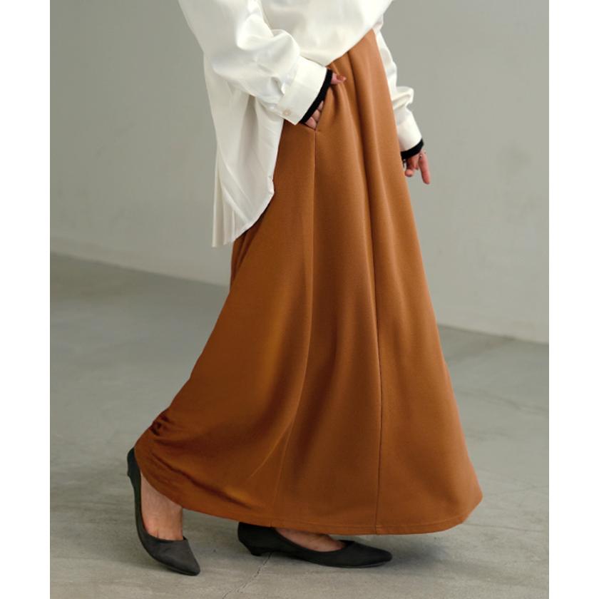 スカート ロング ストレッチ Aライン レディース ロングスカート ボトムス ボトム シワになりにくい セミ フレア フレアスカート ウエスト ゴム マキシ | HUG.U | 11