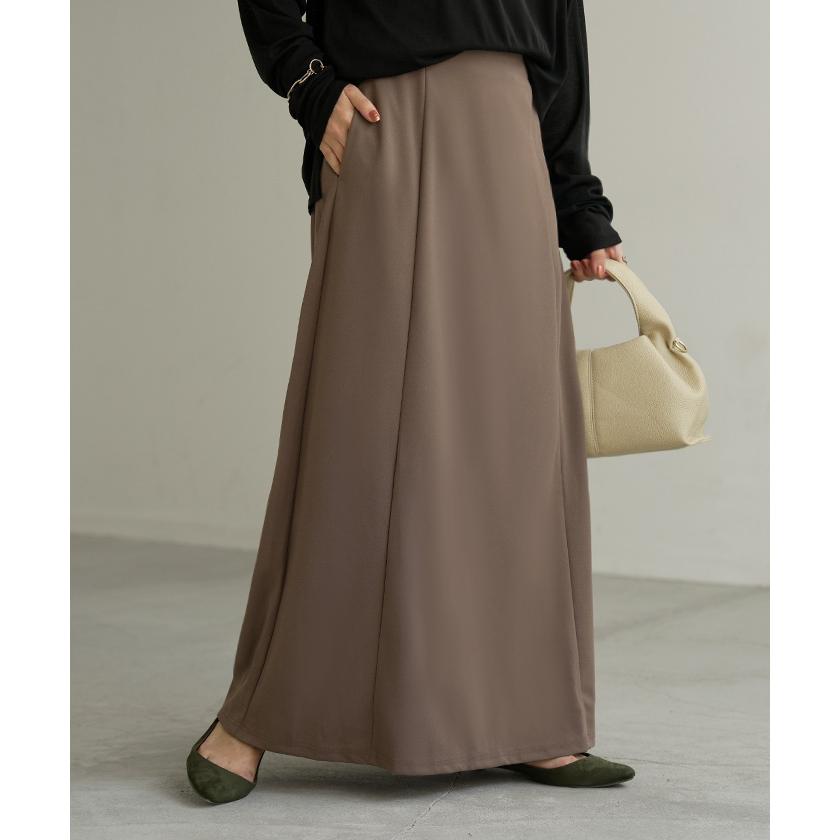 スカート ロング ストレッチ Aライン レディース ロングスカート ボトムス ボトム シワになりにくい セミ フレア フレアスカート ウエスト ゴム マキシ | HUG.U | 15