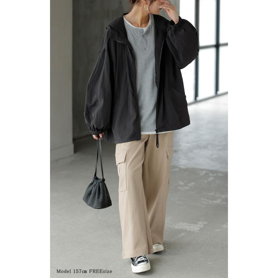 アウター 微撥水 ポケッタブル ブルゾン スポーティー レディース ロング ジャケット ジャンパー ミリタリー ハイネック ドルマン 羽織 | HUG.U | 23