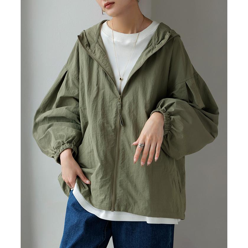 アウター 微撥水 ポケッタブル ブルゾン スポーティー レディース ロング ジャケット ジャンパー ミリタリー ハイネック ドルマン 羽織 | HUG.U | 12