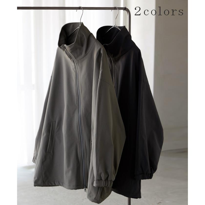 ジャケット ロング ドルマン フリース あったか レディース アウター トップス オーバー お尻が隠れる ジャンパー コート 無地 微撥水 コクーン スタンドネック | HUG.U | 11