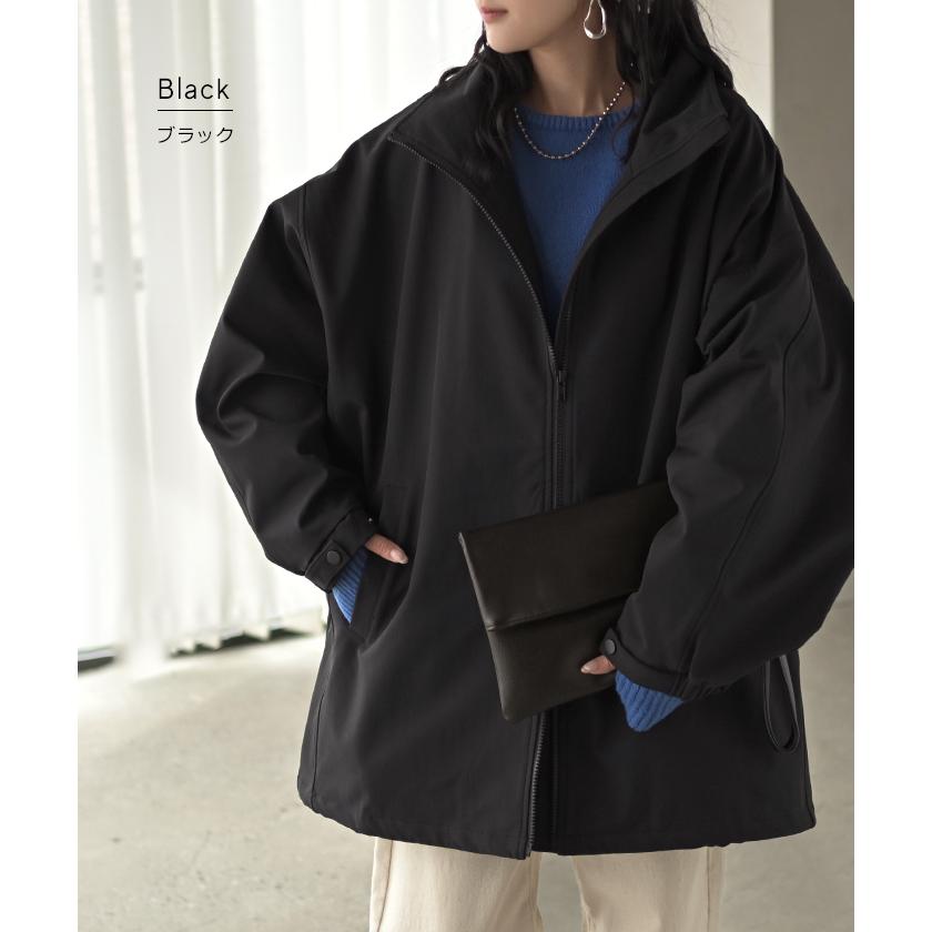 ジャケット ロング ドルマン フリース あったか レディース アウター トップス オーバー お尻が隠れる ジャンパー コート 無地 微撥水 コクーン スタンドネック | HUG.U | 12