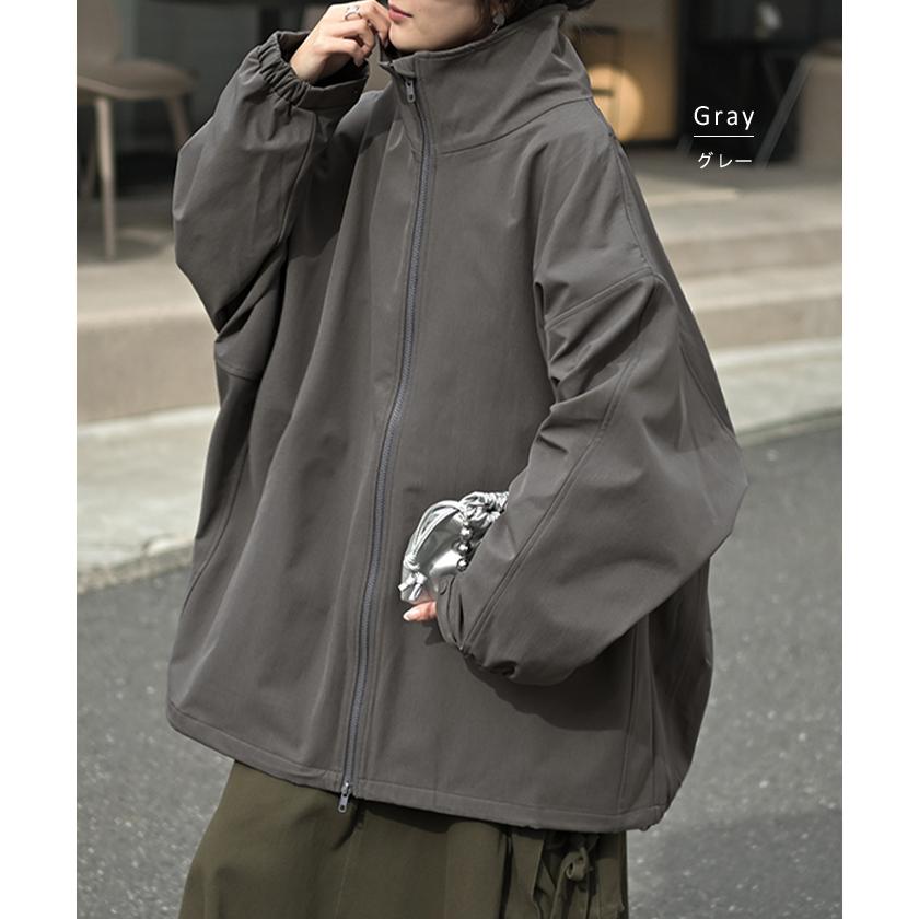 ジャケット ロング ドルマン フリース あったか レディース アウター トップス オーバー お尻が隠れる ジャンパー コート 無地 微撥水 コクーン スタンドネック | HUG.U | 13