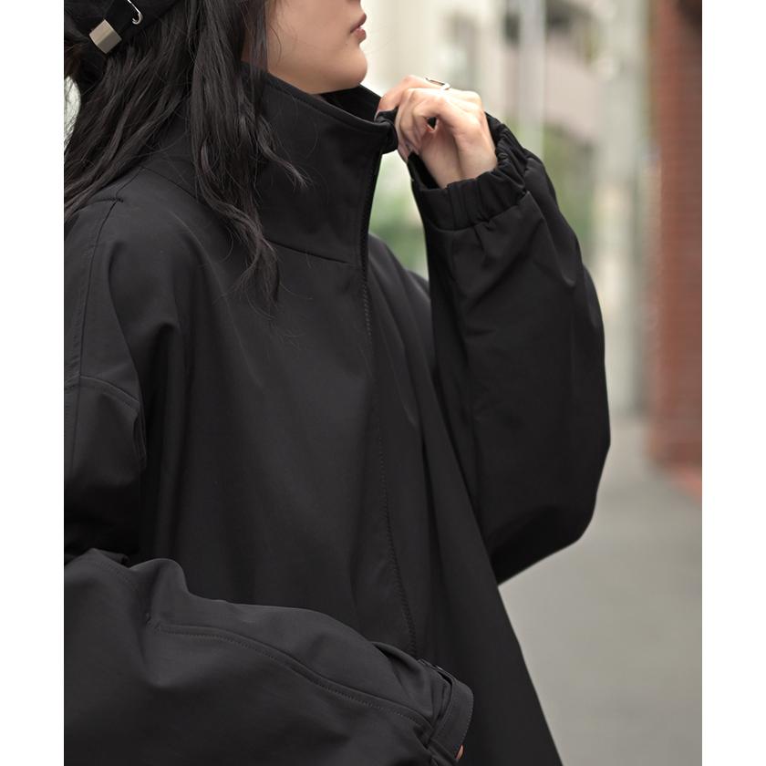 ジャケット ロング ドルマン フリース あったか レディース アウター トップス オーバー お尻が隠れる ジャンパー コート 無地 微撥水 コクーン スタンドネック | HUG.U | 15