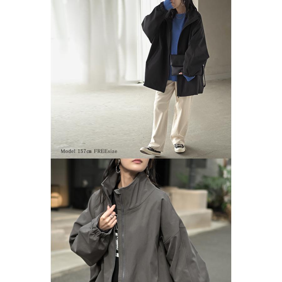 ジャケット ロング ドルマン フリース あったか レディース アウター トップス オーバー お尻が隠れる ジャンパー コート 無地 微撥水 コクーン スタンドネック | HUG.U | 18