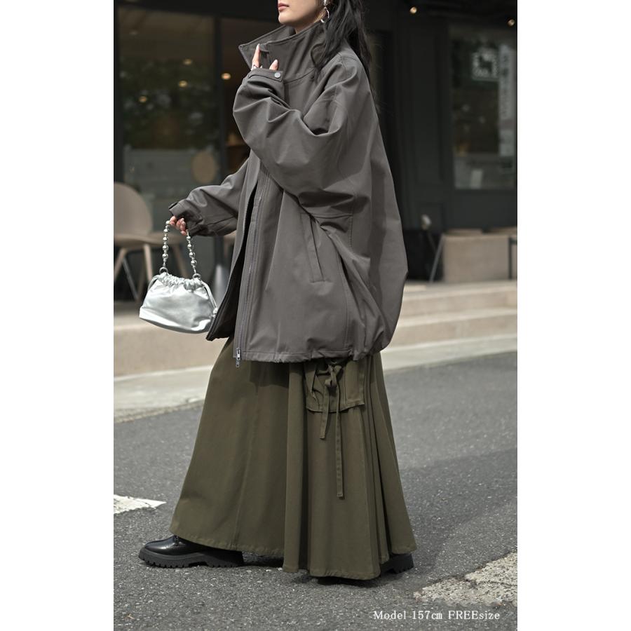 ジャケット ロング ドルマン フリース あったか レディース アウター トップス オーバー お尻が隠れる ジャンパー コート 無地 微撥水 コクーン スタンドネック | HUG.U | 08