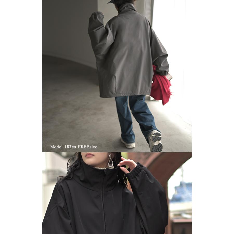 ジャケット ロング ドルマン フリース あったか レディース アウター トップス オーバー お尻が隠れる ジャンパー コート 無地 微撥水 コクーン スタンドネック | HUG.U | 10