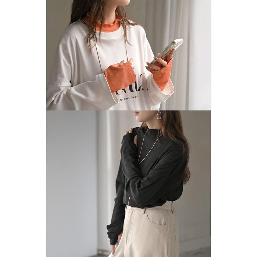 インナー 選べる 2ネック シアー トップス レディース カットソー レイヤード シアートップス シースルー シアーインナー ハイネック クルーネック | HUG.U | 13