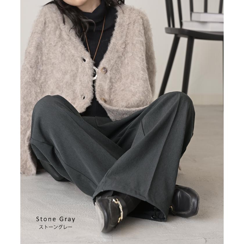 パンツ 裏起毛 ストレッチ " 選べる 2丈 " ワイド レディース フリース スラックス あったか ワイドパンツ ロング 体型カバー ボトムス ボトム ストレート | HUG.U | 17