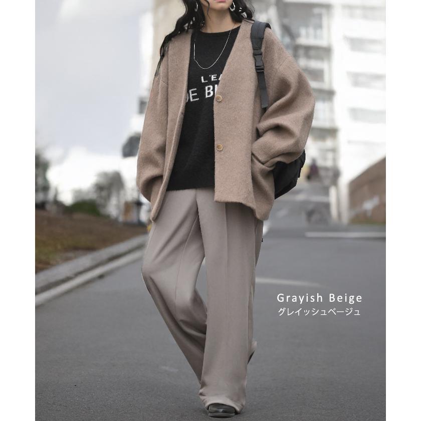 パンツ 裏起毛 ストレッチ " 選べる 2丈 " ワイド レディース フリース スラックス あったか ワイドパンツ ロング 体型カバー ボトムス ボトム ストレート | HUG.U | 18