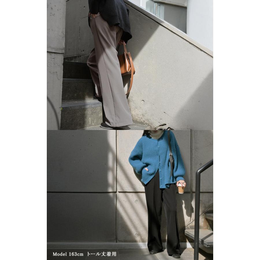 パンツ 裏起毛 ストレッチ " 選べる 2丈 " ワイド レディース フリース スラックス あったか ワイドパンツ ロング 体型カバー ボトムス ボトム ストレート | HUG.U | 20