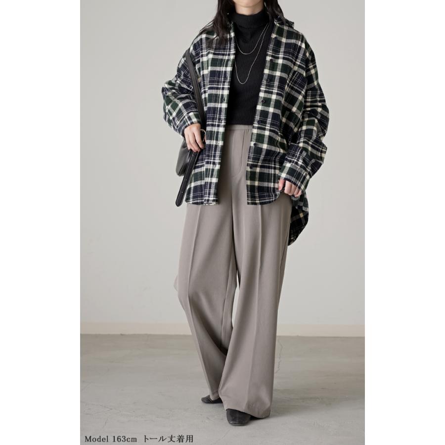 パンツ 裏起毛 ストレッチ " 選べる 2丈 " ワイド レディース フリース スラックス あったか ワイドパンツ ロング 体型カバー ボトムス ボトム ストレート | HUG.U | 22