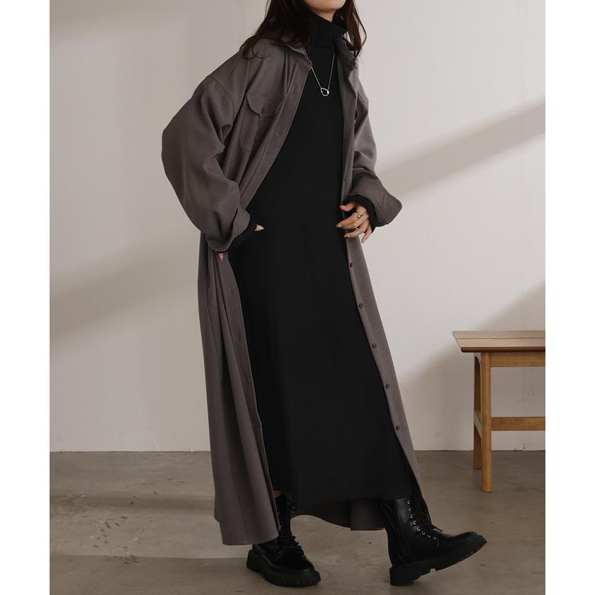 ワンピース インナー 吸湿 発熱 レディース ワンピ ロング レイヤード 微起毛 タートルネック ロングワンピ あったか ヒートインナー ストレッチ 体型カバー | HUG.U | 09