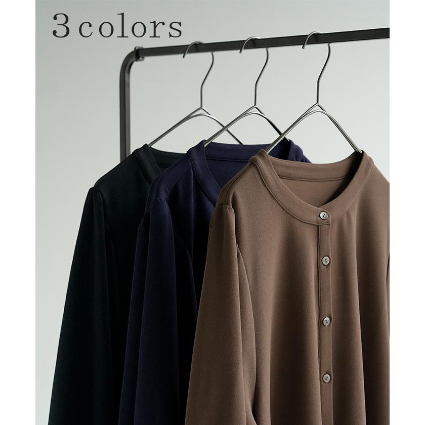 ワンピース ワンピ ロング シャツ 選べる 2丈 レディース シャツワンピ ロングワンピース Aライン マキシ ノーカラー ボリュームスリーブ | HUG.U | 12