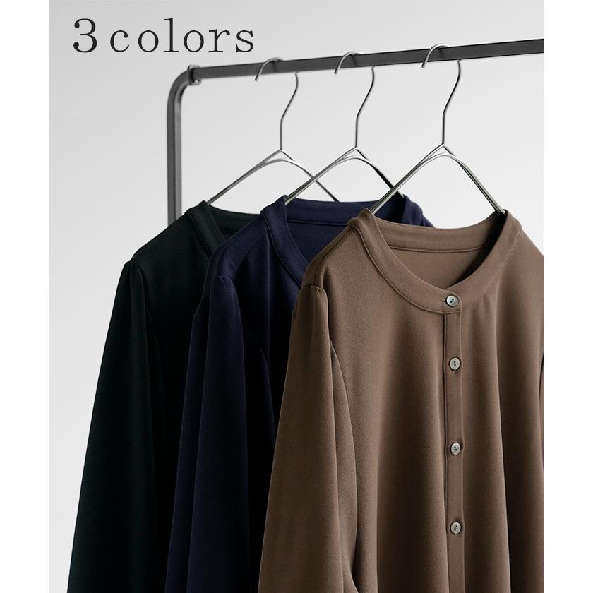 ワンピース ワンピ ロング シャツ 選べる 2丈 レディース シャツワンピ ロングワンピース Aライン マキシ ノーカラー ボリュームスリーブ | HUG.U | 12