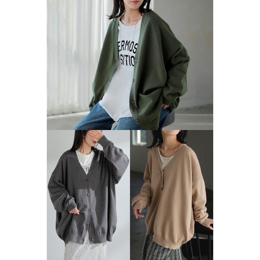 ニット カーディガン ロング ウール ライク レディース カーデ トップス アウター セーター オーバー ニットカーディガン | HUG.U | 10